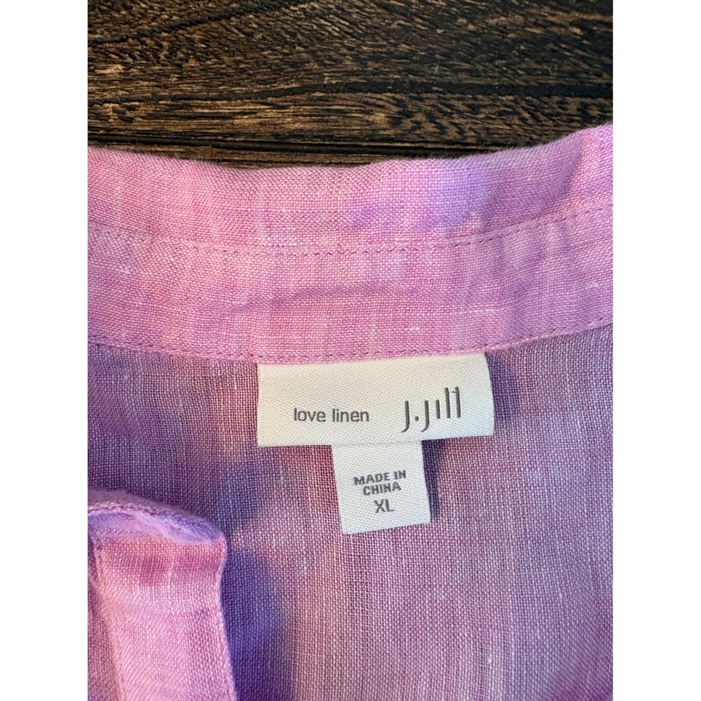 J. Jill Love Linen Tunic Top Women XL Lavender 3/4 Sleeve Button Front - Picture 6 of 9